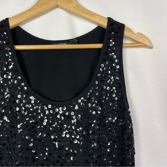 Apt. 9 Black Scoop Neck Sequin Tank Top L - Picture 3 of 3